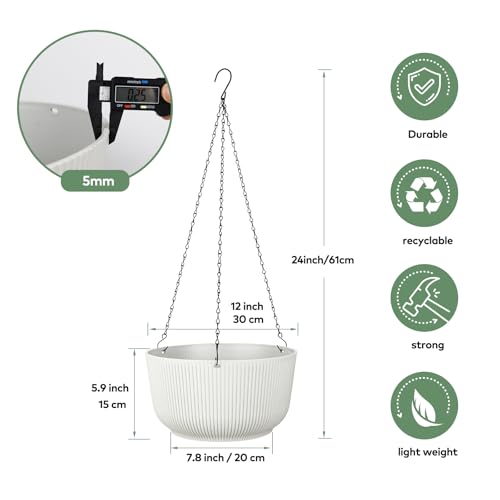 Lesoasis 12 Inch Large Hanging Planters For Indoor Outdoor thumb #2