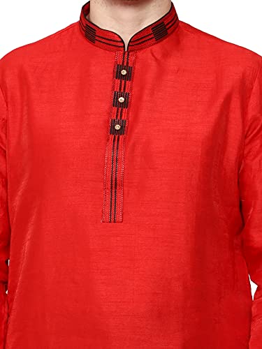 Image of ITOS365 Men's Tunic Art Silk Kurta Pajama and Scarf Suit Set Indian Clothing Wedding Party Dress Gifts Items