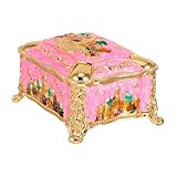 GLEAVI Caja de Joyas Vintage Esmalte Retro Cofre Pequeño de Aleación con Diseño de Castillo Princesa Organizador Compacto para Anillos Pendientes y Collares Caja de Recuerdos para Mujeres