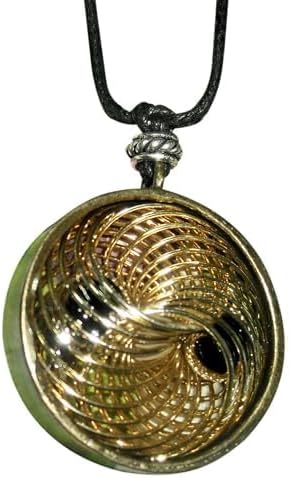 High Power Orgone Pendant - Double Sided Bronze Zinc Plated Metal Vortex, on black cord