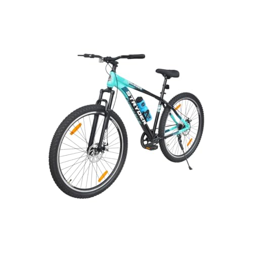 Image of Stryder 29T Krueger Mountain Cycle for Men & Women with Front Suspension and Dual Disc Brake | Single Speed Cycle - Ideal for 12+ Years (Frame: 18 Inches) (Black::Teal Green)