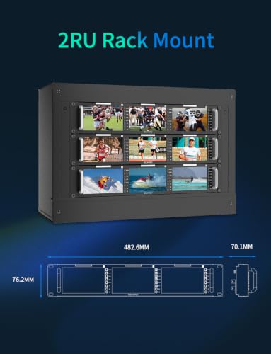Image of FEELWORLD T51 Plus-H Triple 5.5 Inch 2RU Broadcast Rack Mount Monitor LCD 1920x1080 HDMI AV Input and Output