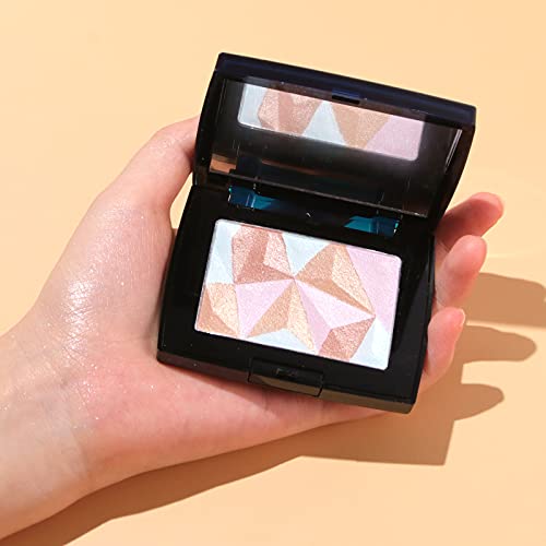 Onlybetter Highlighters Makeup, Face Highlighter, Lasting Shimmer Highlighting Makeup Powder, Highlighters For Face - Pink Cyan Highlighter #TOP1
