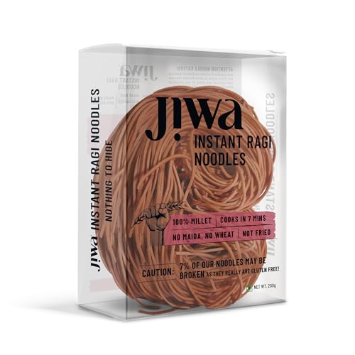 Image of Jiwa Instant Ragi Noodles | Cooks In 7 minutes | Ready To Cook | 100% Millet | No Maida, No Atta | Not Fried | Gluten Free | 200 G (Pack of 2)