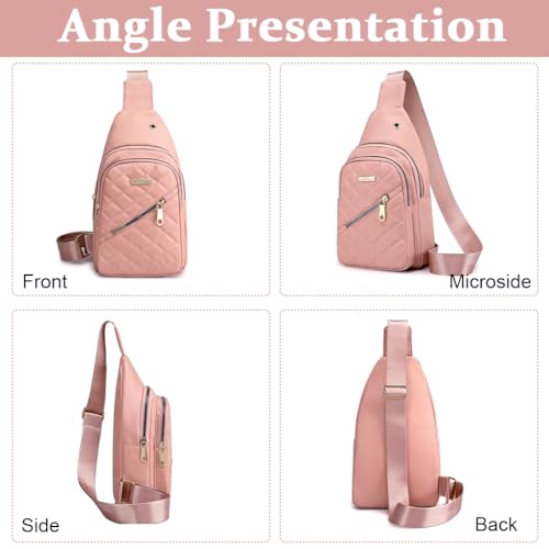 Image of PALAY Crossbody Sling Bag for Women - Oxford Cloth Phone Bag, Stylish Pink Chest Bag, Versatile Fashion Travel Shoulder Bag