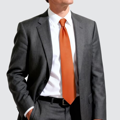 Image of Hi-Tie Men's Extra Long Solid Satin Tie Set 63 Inch /70 Inch Formal Necktie