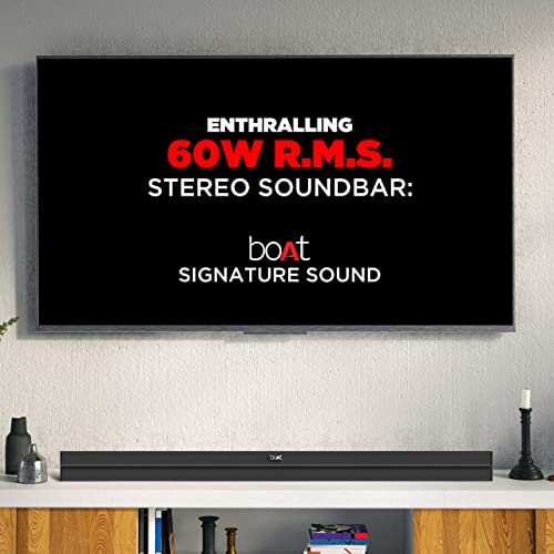 Image of boAt AAVANTE Bar 1300 60W 2.0 Channel Bluetooth Soundbar Signature Sound, Multiple Connectivity Modes, Entertainment Modes, Premium Finish and Bluetooth V5.0(Premium Black)