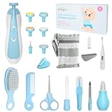 OTTOLIVES Baby Healthcare and Grooming Kit, 24 in 1 Baby Electric Nail Trimmer Set Newborn Nursery Health Care Set for Newborn Infant Toddlers Baby Boys Girls Kids Haircut Tools (0-3 Years+) (Blue)