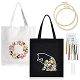 ✿【Design mignon et attrayant】: Ce sac de broderie en toile comprend un sac de transport en toile avec un adorable motif de chat qui frappe directement le cœur et apporte du plaisir à la broderie.