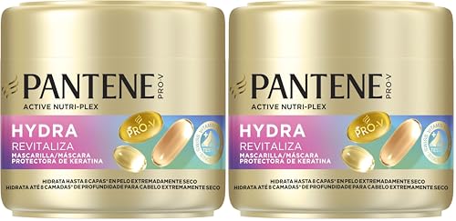 Pantene Pro-V Hydra Revitaliza Mascarilla Protectora de Keratina 300ml para Pelo Extremadamente Seco. Nutre hasta 8 Capas de Profundidad y Fija la Humedad. Fórmula Pro-V y Active Nutri-Plex