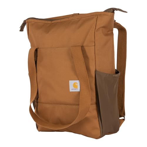 Image of Carhartt Classic Convertible Backpack Tote, Durable Water Repellent Material W/ 17" Laptop Sleeve, Carhartt Brown