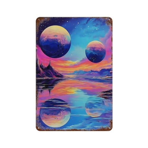 KAOQUANYA Galaxy Starry Night Space Art Vintage Metal Tin Signs for Home Office Kitchen Bar Cafe Garden Farm Farmhouse Wall Decor 8x12 Inch