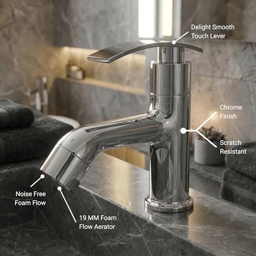 Image of GLOXY Premium Deck Mount Pillar Tap for Bathroom Combo Pack of 3 - Kitchen Wash Basin Tap with Chrome Finished Delight Lever - Water Taps for Home Bathroom, Gardens & Kitchen Sinks - 10 Years Warranty