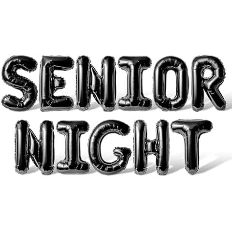 Letter Balloons - SENIOR NIGHT 16" Inch Alphabet Letters Foil Mylar Balloon Senior Night Party Banner (Black) Cover