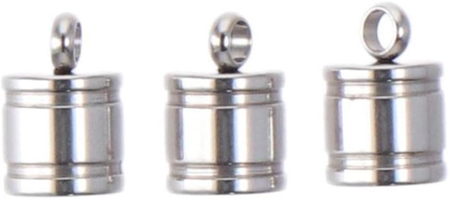 100Pcs 6mm 304 Stainless Steel Cord Ends Jewelry Making Caps Glue-in Fasteners Necklace Cord Tassel for Leather Jewelry Making