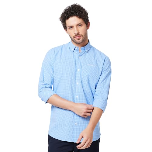 Image of KENNETH COLE New York Mens Slim Fit Cotton Spread Collar Long Sleeve Patch Pocket at Chest Casual Shirt