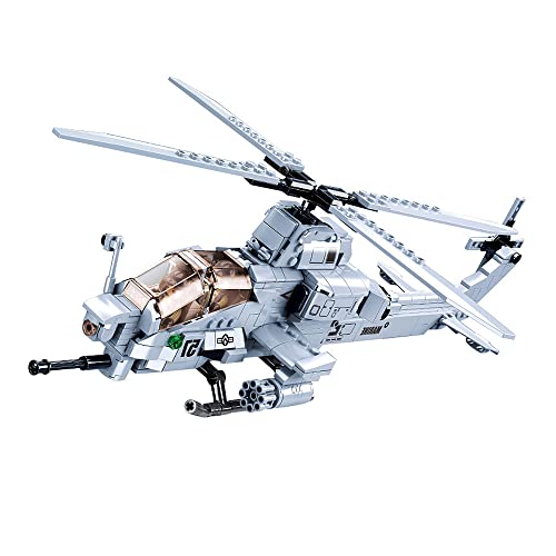 DAHONPA AH-1Z - Juego de ladrillos de construcción de aviones militares para helicópteros con 2 figuras, 482 piezas de juguete de bloques de construcción de fuerza aérea, regalo para niños y adultos Cover
