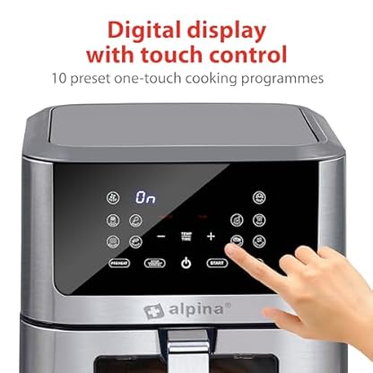 alpina Heißluftfritteuse XXL - Airfryer für 4 bis 6 Personen - Air Fryer mit Digitalanzeige 80 bis 200°C -Timer bis 2 Stunden - Backofen 1800W – Bild 6