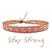 happymaker - Mutmacher Armband Damen, Stoffarmband mit Statement - Stay Strong - Surferarmband Damen, gr&ouml;&szlig;enverstellbar und wasserfest, handmade