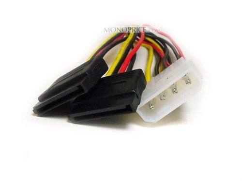 SATA Serial ATA Splitter Power Cable(1 X 5.25 to 2 15 pin SATA power connecto...