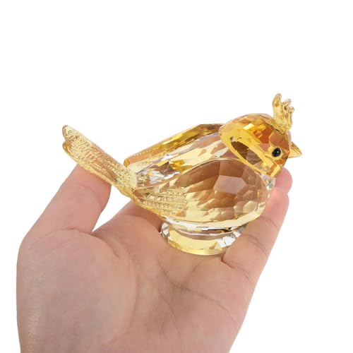 Oiseau en cristal jaune pour décoration de table et bureau