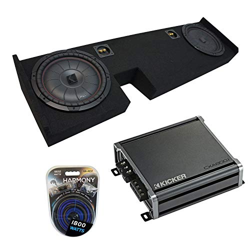 Compatible with 2009-2014 Ford F-150 Ext Super Cab Truck Kicker Bundle CompVT CVT10 Dual 10" Sub Box Enclosure & CXA800.1 Amp