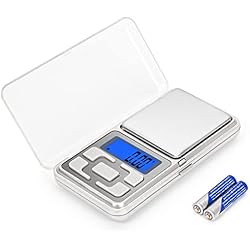 Bascula Pequeña Báscula de Precisión Brencco 500g/0,01g Báscula de Cocina (7 Unidades y Pantalla LCD), con Función Tara, Mini Balanza de Alimentos Multifuncional, para Cocina/Ingredientes/Joyería/Café - Plata