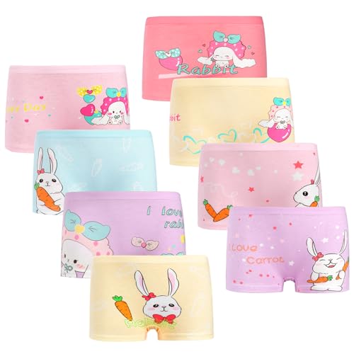 HOTUT Fille Culotte en Coton, Lot de 8 Boxers pour Filles, sous-Vêtements en Coton Doux et Confortables, pour Filles et Adolescentes de 2/4/6/8/10 Ans (Motif...