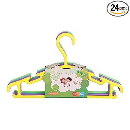 Teeny Weeny Non-Slip Multi Color Tubular Children's Hangers for Kids Baby Infant Toddler with Plastic Hanger Straps (Set of 24)