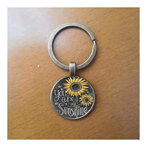 Preisvergleich Produktbild GQDZ Schlüsselanhänger Du bist Mein Sun Shine konvexer runder Glasanhänger Schlüsselanhänger Schlüsselanhänger (Color : GT 1)