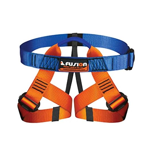 Fusion Climb Centaur Kiddo Half Body Children's Climbing Harness Ultra Light, Blue/Orange