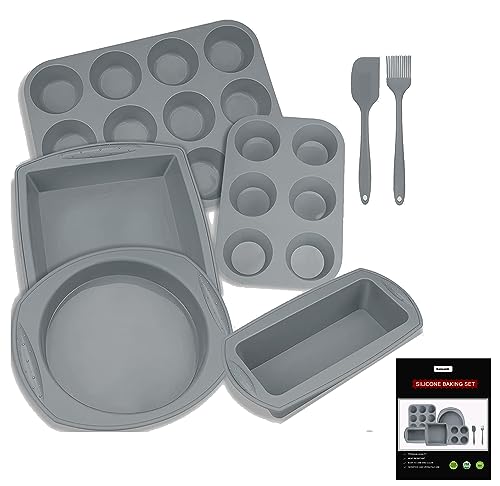 Hansanti 7in1 Silicone Bakeware Baking Set, Kitchen Bake Pans Molds