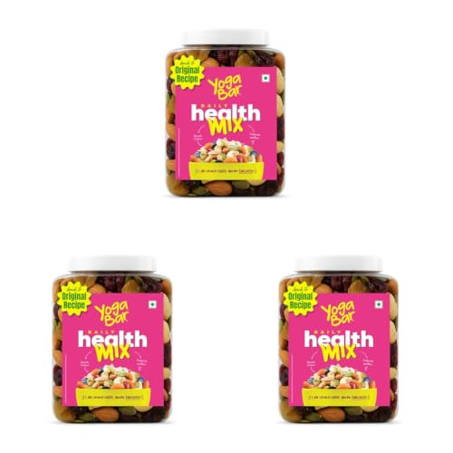 Image of Yogabar Trail Mix - Daily Health Mix 850g - Mixed Nuts with Dry Fruits & Seeds - Mixed Dry Fruits with Almonds Cashews Raisins Cranberries Nlue BerriesPumpkin Seeds - Healthy Snacks (Pack of 3)