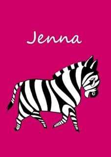 Jenna: personalisiertes Malbuch / Notizbuch / Tagebuch - Zebra - A4 - blanko