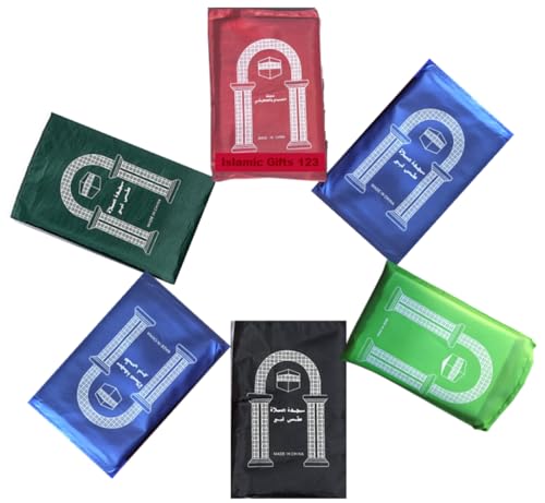 6 Pcs Mini Pocket Portable Travel Prayer Praying Rug Mat Namaz Carpet Islamic Muslim Gebetsteppich Foldable Waterproof Salah Slalat Sajadah Sajda Sajjadah Gift Ramadan Eid Random Assortment