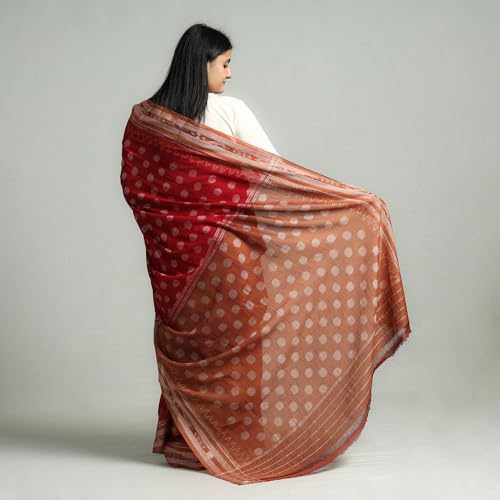 Image of Ikat Women's Pure Cotton Saree Traditional Craftsmanship Double Ikat Weaving Floral Handmade Ethnic Saree without Blouse Piece
