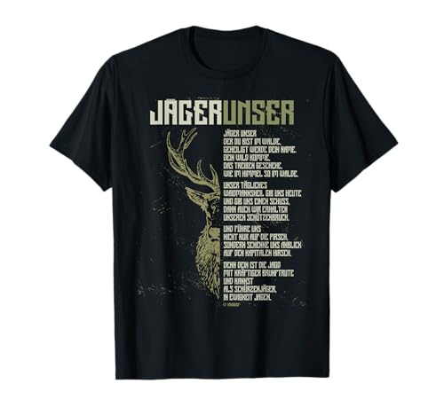 Lustige Jäger Bekleidung Jagdkleidung für Jäger - Jägerunser Lustiges Jagd T-Shirt Schwarz Klein EU 38-40 für Herren zum Vatertag oder Geburtstag