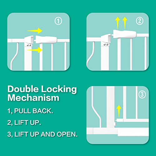 Lazysheep Extra Wide Baby Gate Dog Gate Pressure Mount White Metal Child Pet Gate Indoor Safety Gates For Stairs,Doorways,Kitchen And Living Room(62"-72", White) #TOP3