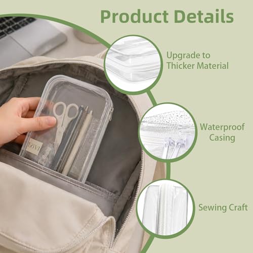 Boîte de rangement transparente PVC imperméable double zip pour maquillage - 4