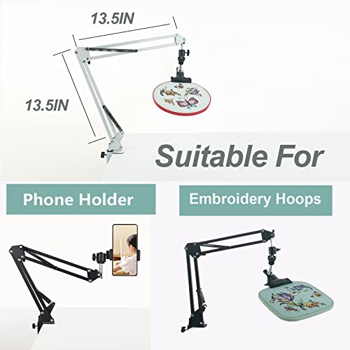 Rotated Cross Stitch Stand Metal Embroidery Hoop Stand,Hand Embroidery Stand Lap Cross Stitch Holder Stand,Embroidery Holder Stand Suitable For Embroidery Hoops（White） #TOP2