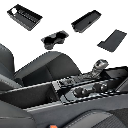 ELECFRESH 4PCS Center Console Organizer Tray for 2025 2026 Toyota Camry Accessories Armrest Storage Box Cup Holder Wireless Charging Mat for Toyota Camry
