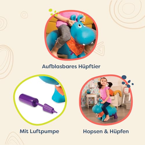 Hüpftier B. Toys Hippo mit Handpumpe 42 cm für Kinder