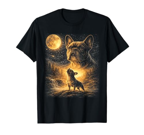 French Bulldog Howling to The Moon Vintage Graphic Dog Lover T-Shirt