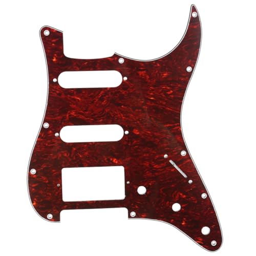 Musiclily HSS 11 Holes Strat Electric Guitar Pickguard for Fender US/Mexico Made Standard Stratocaster Modern Style Guitar Parts,4Ply Red Tortoise