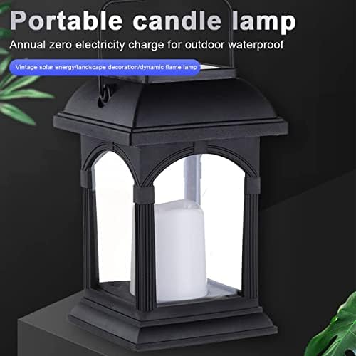 Pretty Kaurv Solar Handle Candle Lamp, Solar LED Candle Holder Lantern Reusable IP44 Waterproof Hanging Light Solar Powered Outdoor Garden Light Christmas Decorative Light for Outdoor Garden