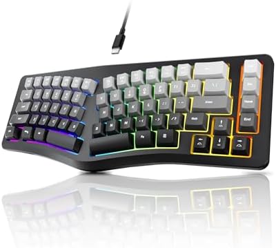 7KEYS Teclado ergon&ocirc;mico com fio, mini teclado dividido compacto,...