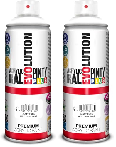 Evolution pinty p. M123014 - Pintura spray acrilica 520 cc blanco mate (Paquete de 2)