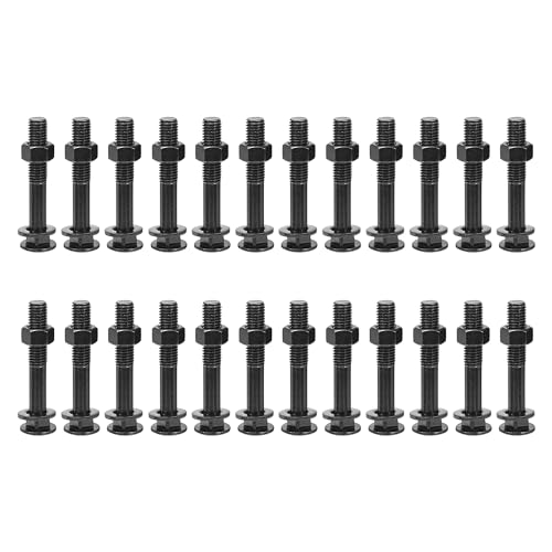 Tornillos de cuello cuadrado M12 x 75 mm en acero inoxidable negro para fijación firme