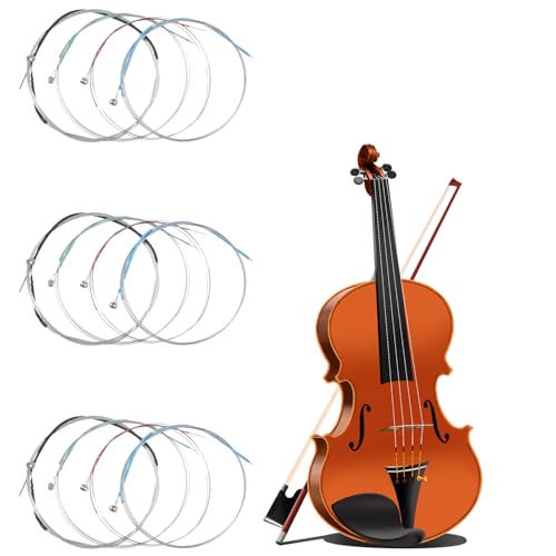 Violin Strings 3/4 12 Pcs Violin Strings Full Set Violin-Strings Universal String for 4/4 3/4 Size Stainless Core with Ball End