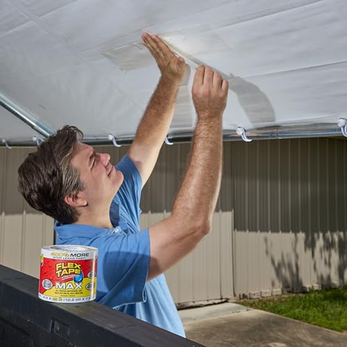 Flex Tape, MAX, Original Thick Flexible Rubberized Waterproof Tape - Seal and Patch Leaks, Works Underwater, Indoor Outdoor - Home RV Roof and Pool Repairs, White, 4 in x 25 ft, Pack of 1